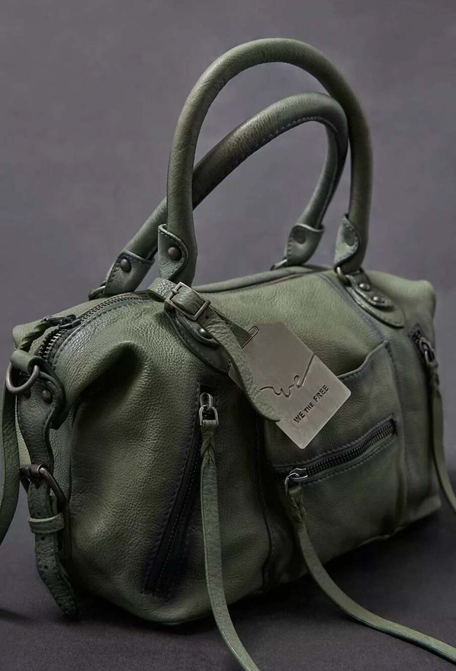 Free People We The Free Baby Emerson Tote Secret Sage Green Leather  NWT - Picture 6 of 8